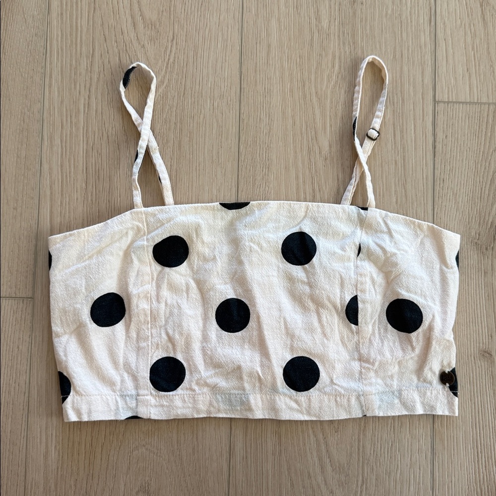 Billabong Cream and Black Polka Dot Top